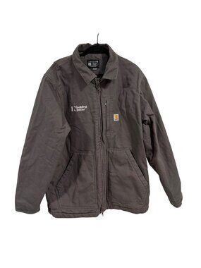 Carhartt Men's Washed Duck Sherpa-Lined Ridge Coat Loose Fit Gray Size L